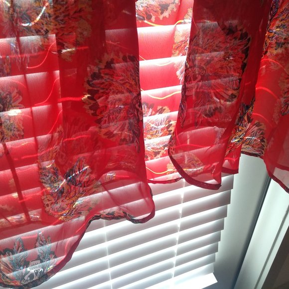 Unique Skull Face Red Wide Sleeve Blouse/Robe Wear with Tank Top or T-Shirt - Picture 4 of 5